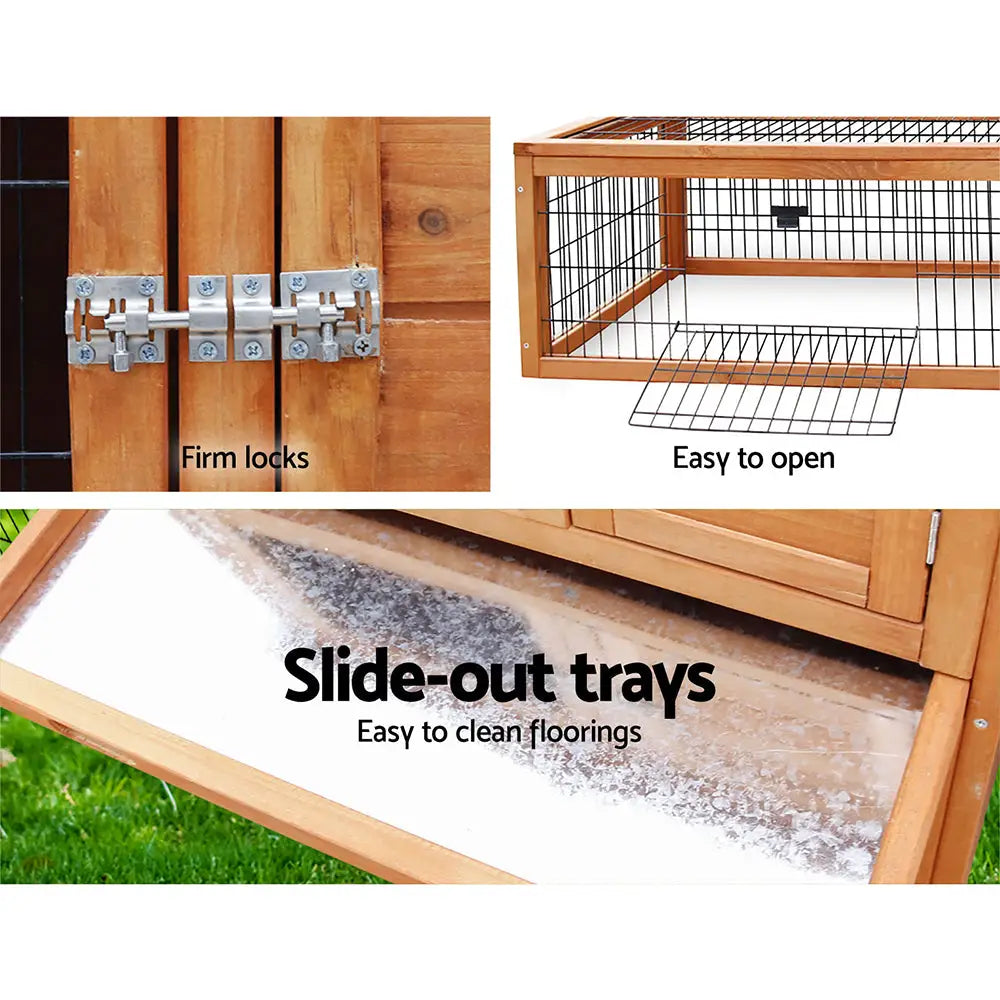 i.Pet Chicken Coop 155cm x 49cm x 90cm Rabbit Hutch Large Run Wooden Cage House Outdoor - Pet Care > Coops & Hutches >