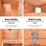 i.Pet Chicken Coop 88cm x 40cm x 76cm Rabbit Hutch Large House Run Wooden Cage Outdoor - Pet Care > Coops & Hutches >