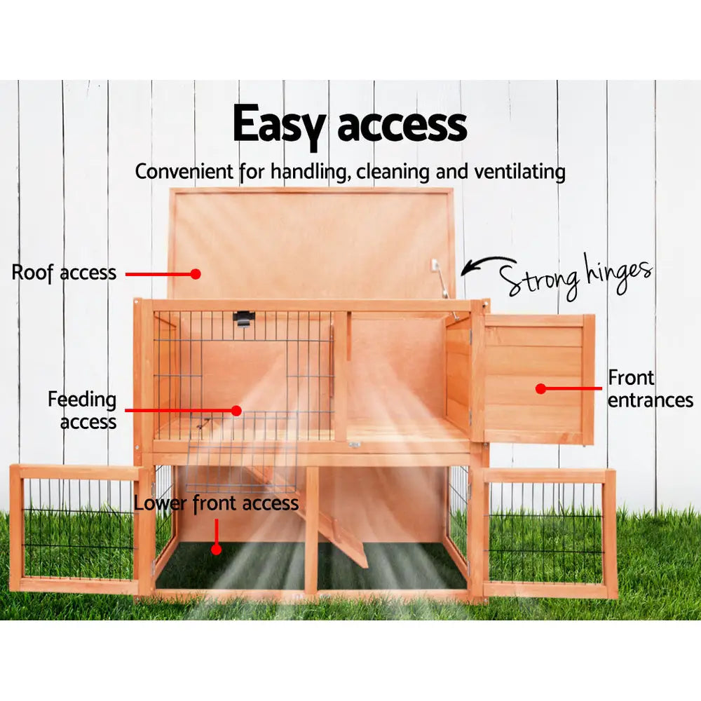i.Pet Chicken Coop 88cm x 40cm x 76cm Rabbit Hutch Large House Run Wooden Cage Outdoor - Pet Care > Coops & Hutches >