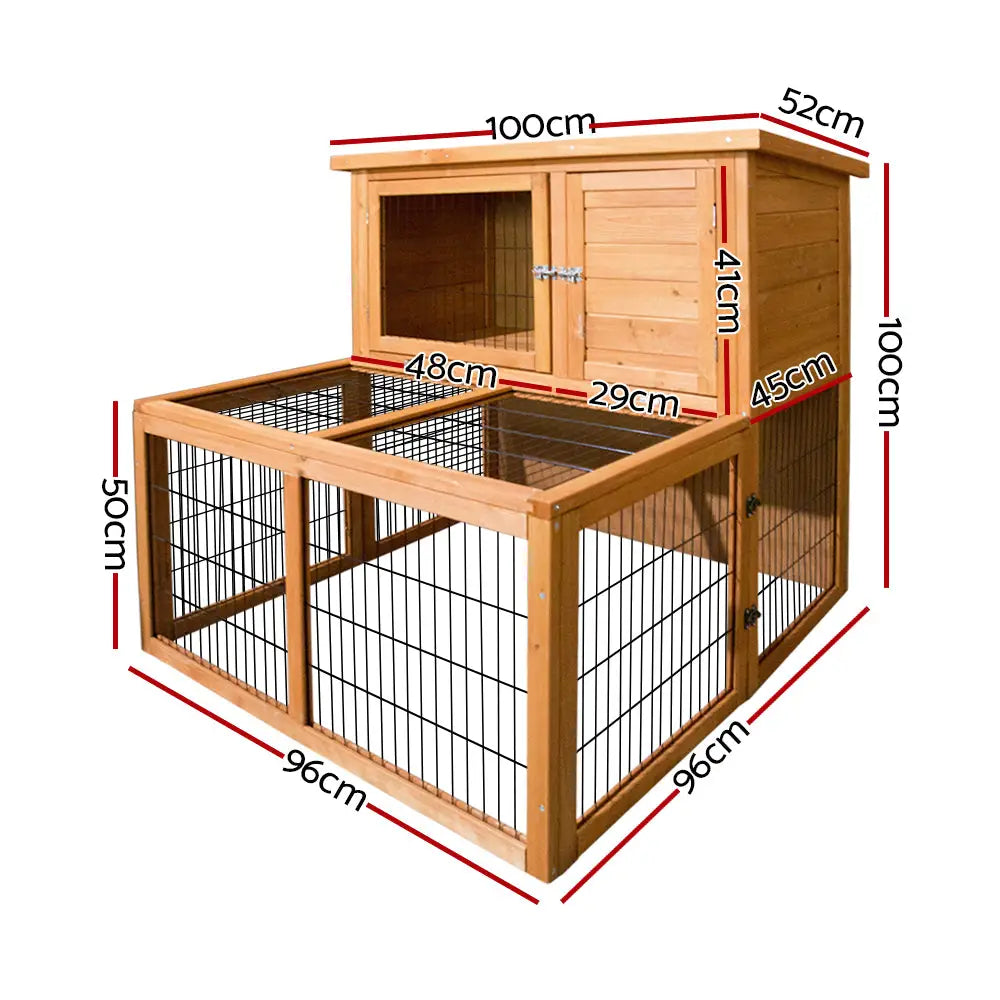 i.Pet Chicken Coop 96cm x 96cm x 100cm Rabbit Hutch Large Run Wooden Cage Outdoor House - Pet Care > Coops & Hutches >