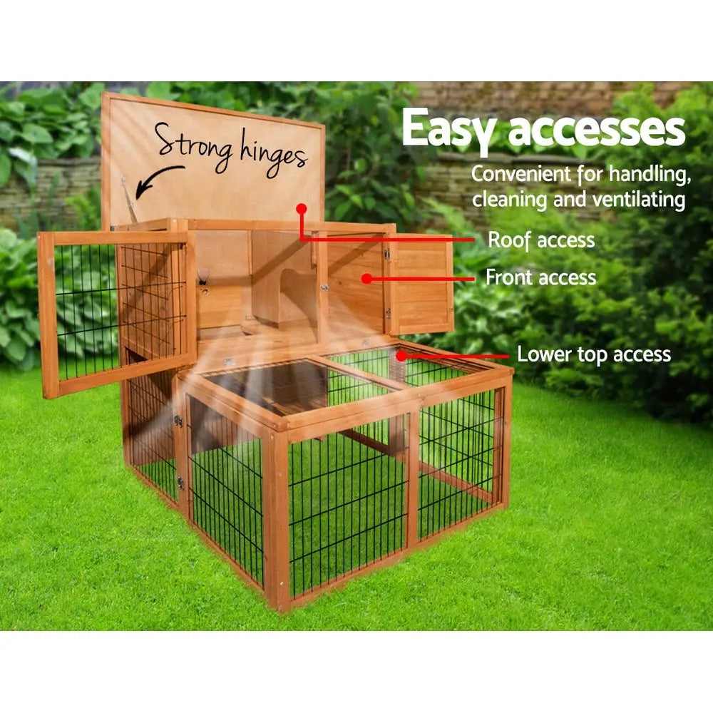 i.Pet Chicken Coop 96cm x 96cm x 100cm Rabbit Hutch Large Run Wooden Cage Outdoor House - Pet Care > Coops & Hutches >