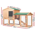 i.Pet Chicken Coop Rabbit Hutch 138cm x 44cm x 85cm Large House Run Cage Wooden Outdoor - Pet Care > Coops & Hutches >