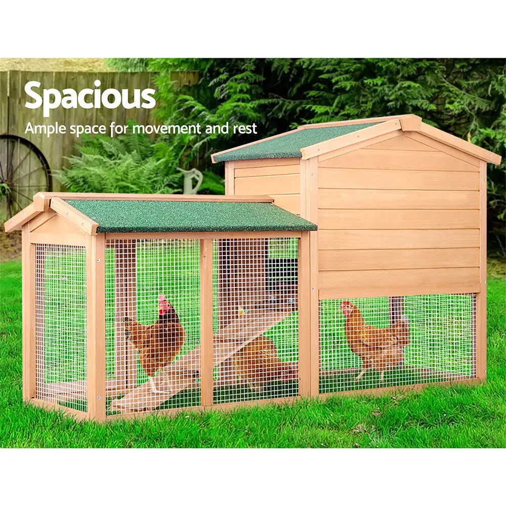 i.Pet Chicken Coop Rabbit Hutch 138cm x 44cm x 85cm Large House Run Cage Wooden Outdoor - Pet Care > Coops & Hutches >