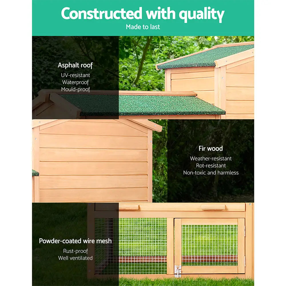 i.Pet Chicken Coop Rabbit Hutch 138cm x 44cm x 85cm Large House Run Cage Wooden Outdoor - Pet Care > Coops & Hutches >