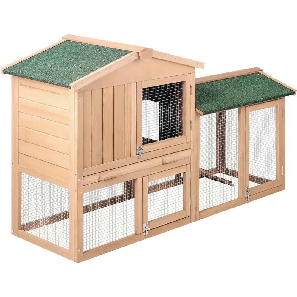i.Pet Chicken Coop Rabbit Hutch 138cm x 44cm x 85cm Large House Run Cage Wooden Outdoor - Pet Care > Coops & Hutches >