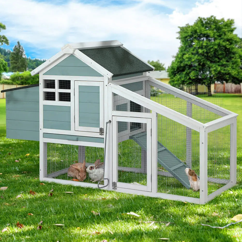 i.Pet Chicken Coop Rabbit Hutch 150cm x 60cm x 93cm Large House Run Cage Wooden Outdoor Bunny - Pet Care > Coops &