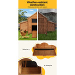 i.Pet Chicken Coop Rabbit Hutch 150cm x 68cm x 96cm Large House Run Cage Wooden Outdoor Pet Enclosure - Pet Care >