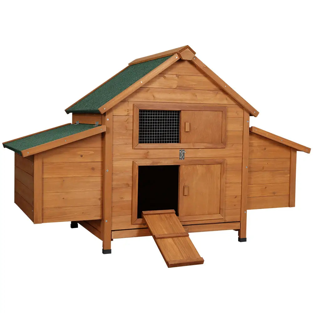 i.Pet Chicken Coop Rabbit Hutch 150cm x 68cm x 96cm Large House Run Cage Wooden Outdoor Pet Enclosure - Pet Care >