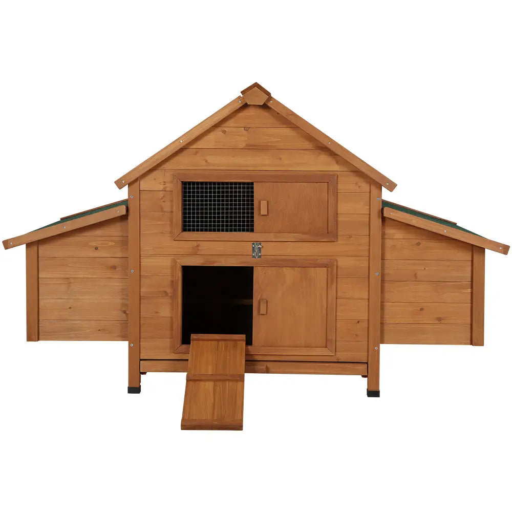 i.Pet Chicken Coop Rabbit Hutch 150cm x 68cm x 96cm Large House Run Cage Wooden Outdoor Pet Enclosure - Pet Care >