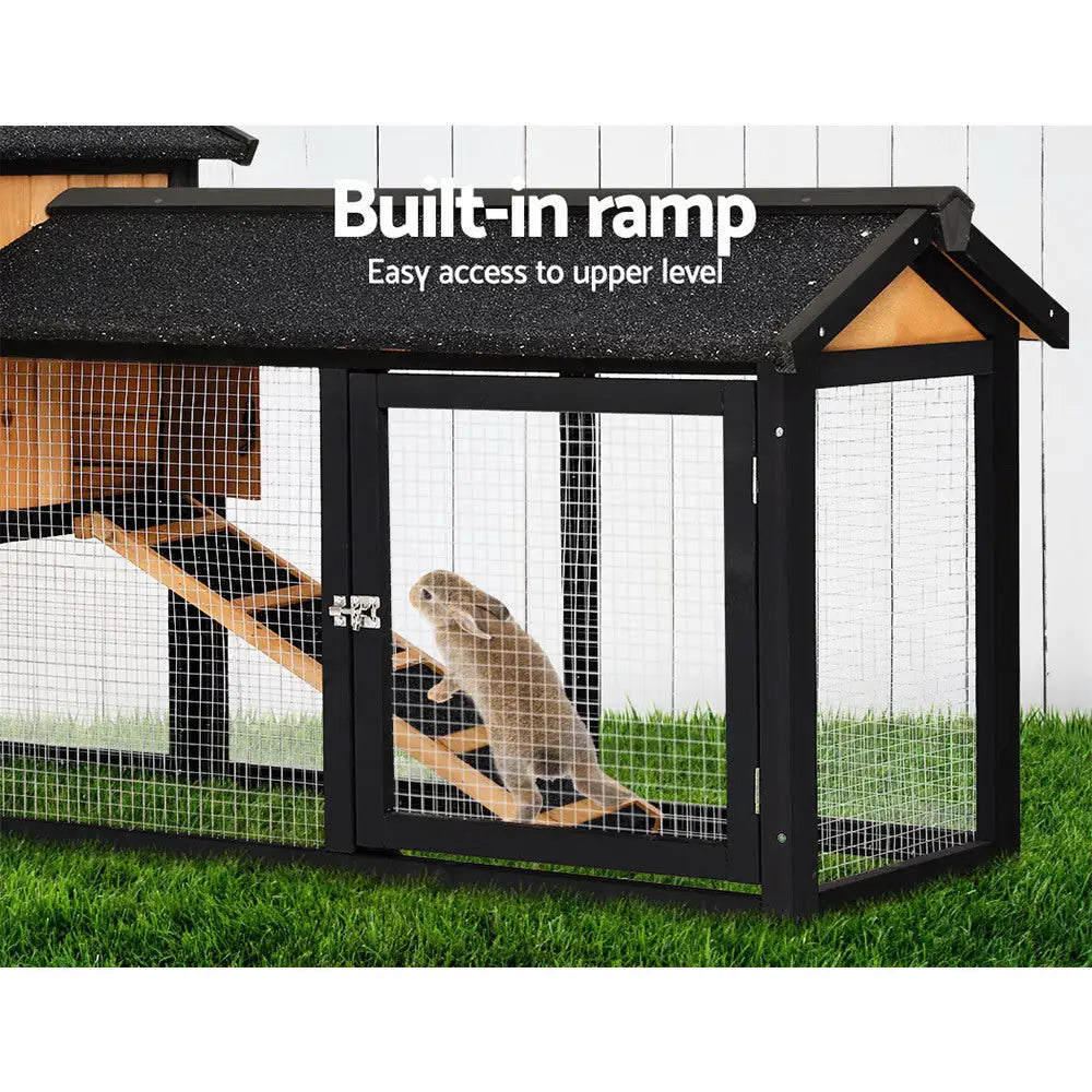 i.Pet Chicken Coop Rabbit Hutch 165cm x 43cm x 86cm Extra Large Run House Cage Wooden Outdoor - Pet Care > Coops &