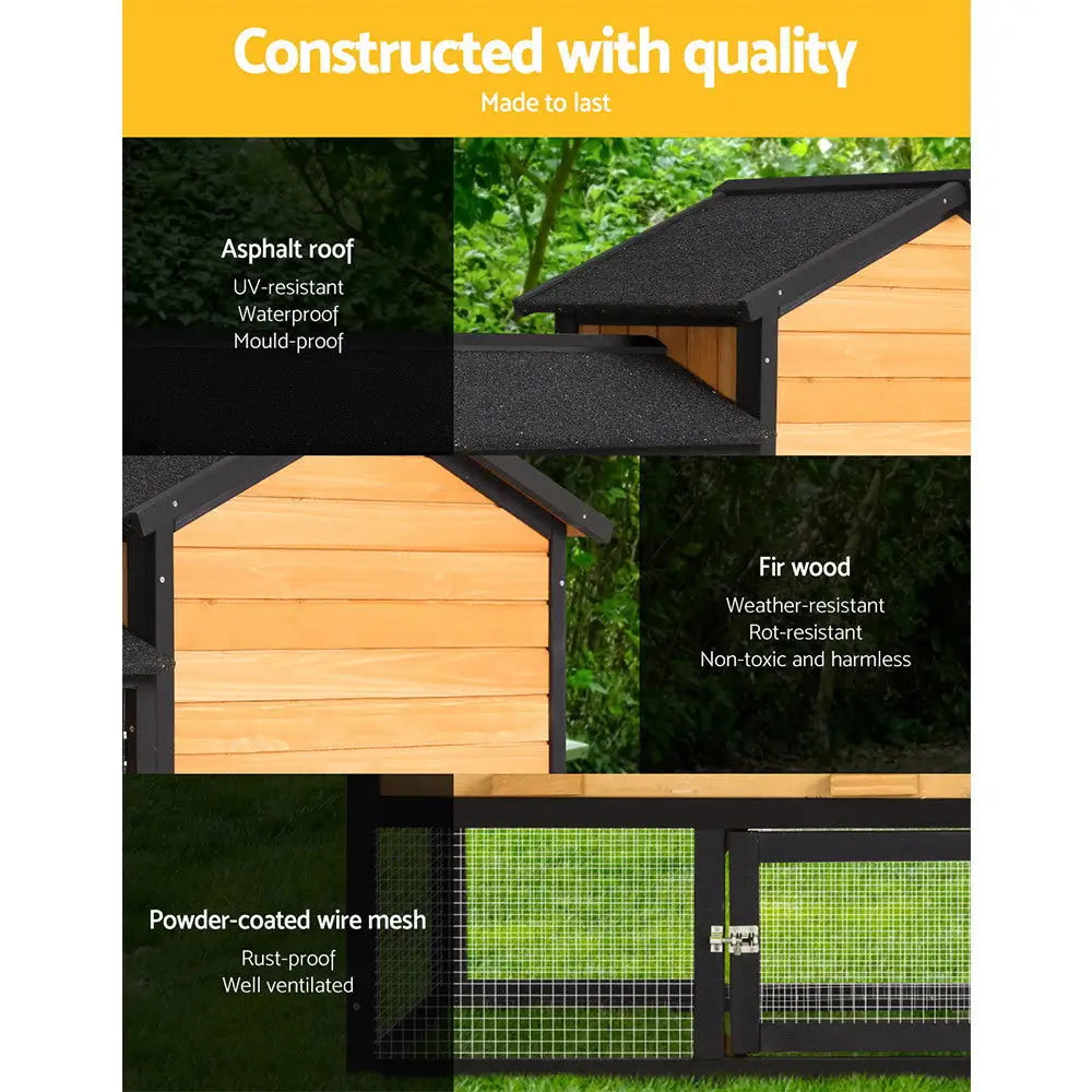 i.Pet Chicken Coop Rabbit Hutch 165cm x 43cm x 86cm Extra Large Run House Cage Wooden Outdoor - Pet Care > Coops &