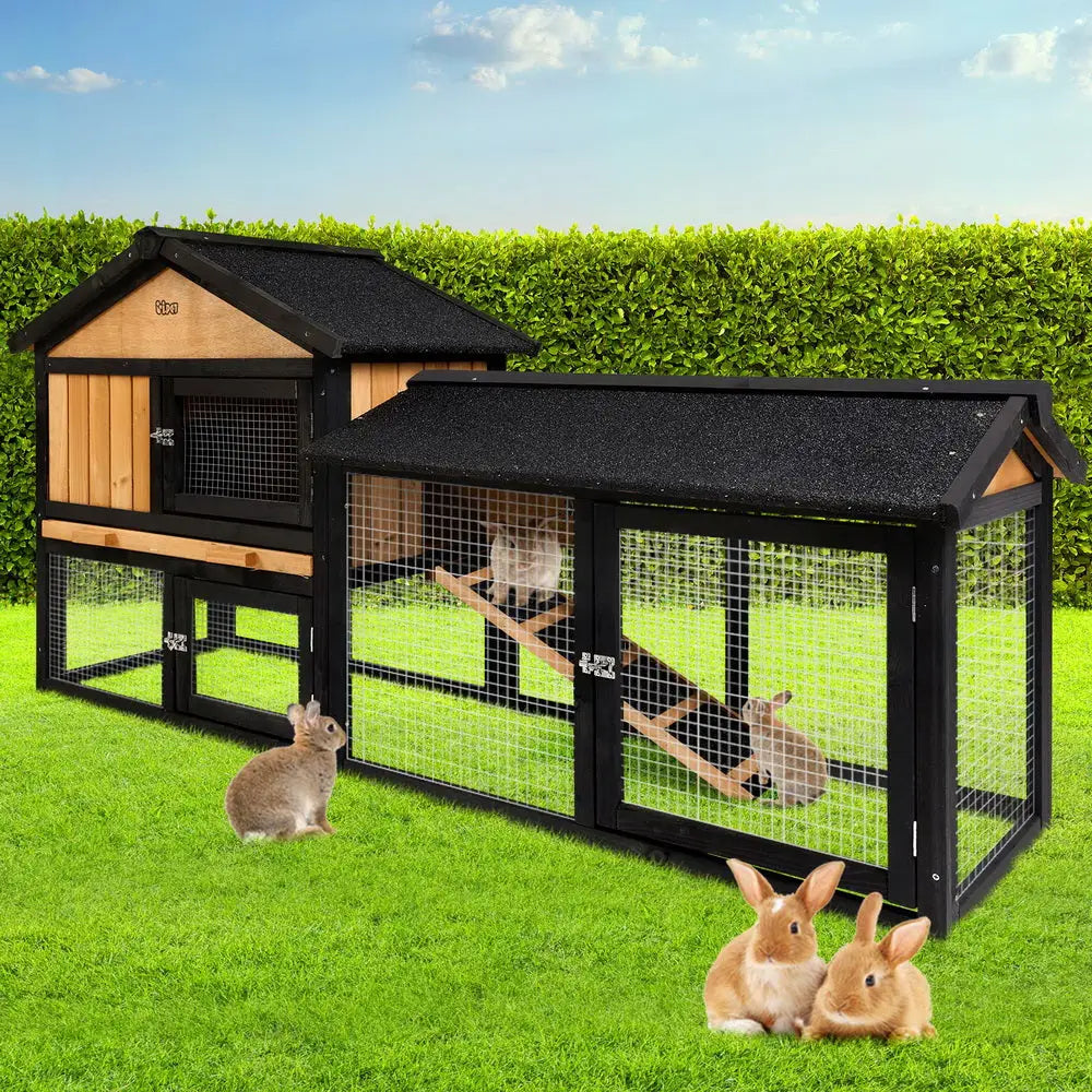 i.Pet Chicken Coop Rabbit Hutch 165cm x 43cm x 86cm Extra Large Run House Cage Wooden Outdoor - Pet Care > Coops &