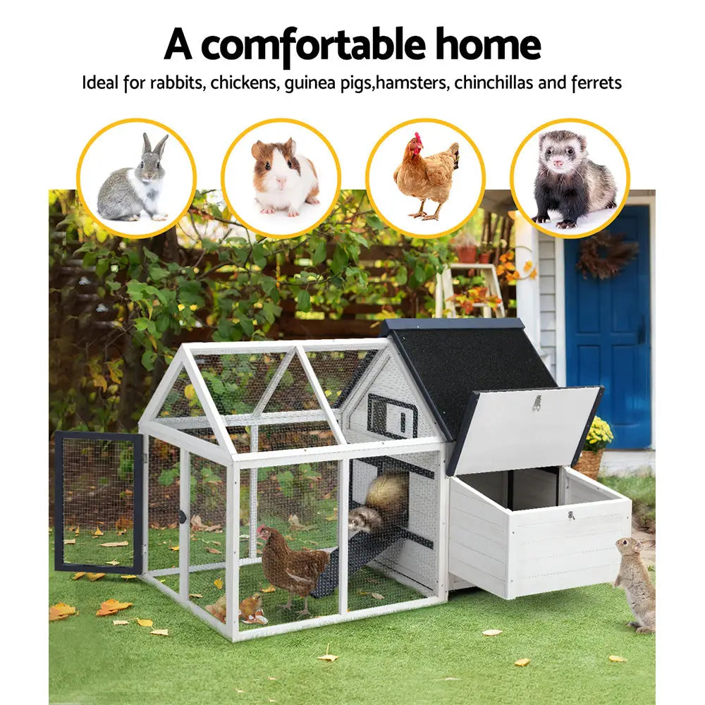 i.Pet Chicken Coop Rabbit Hutch 166cm x 120cm x 112cm Large House Run Cage XL Bunny Wooden - Pet Care > Coops & Hutches