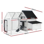 i.Pet Chicken Coop Rabbit Hutch 166cm x 120cm x 112cm Large House Run Cage XL Bunny Wooden - Pet Care > Coops & Hutches