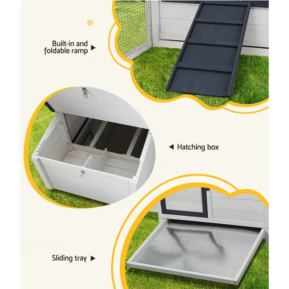 i.Pet Chicken Coop Rabbit Hutch 166cm x 120cm x 112cm Large House Run Cage XL Bunny Wooden - Pet Care > Coops & Hutches