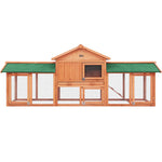 i.Pet Chicken Coop Rabbit Hutch 220cm x 44cm x 84cm Large Run Wooden Outdoor Bunny Cage House - Pet Care > Coops &