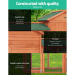 i.Pet Chicken Coop Rabbit Hutch 220cm x 44cm x 84cm Large Run Wooden Outdoor Bunny Cage House - Pet Care > Coops &