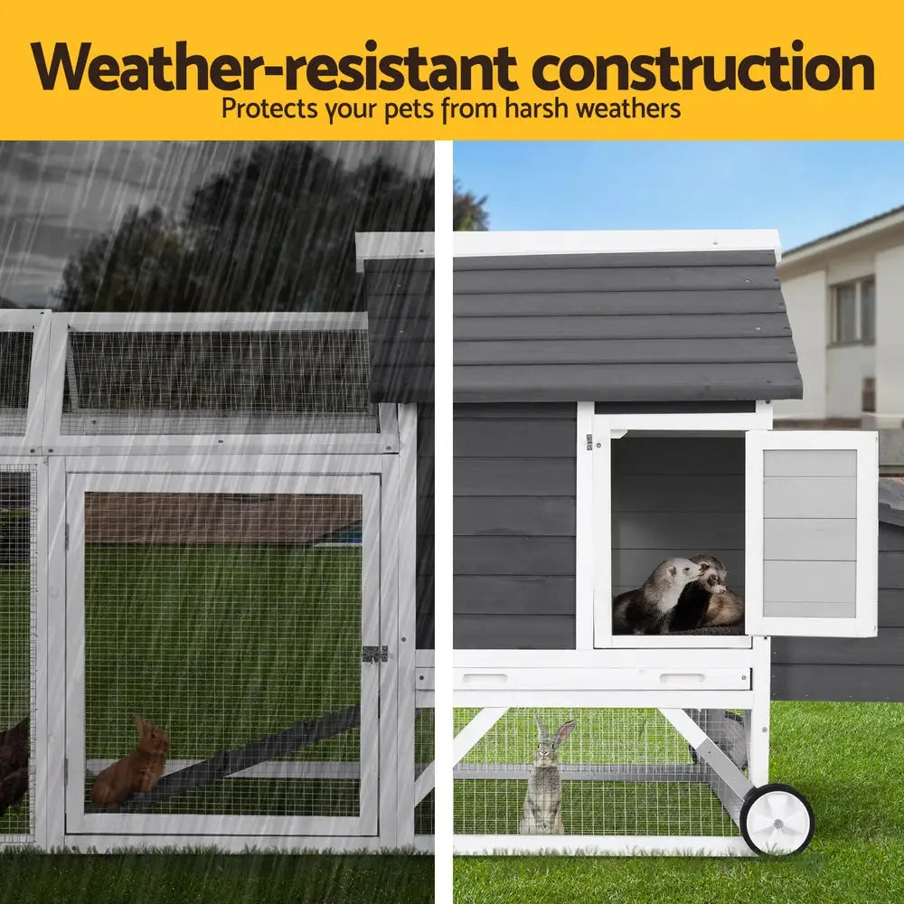 i.Pet Chicken Coop Rabbit Hutch Extra Large Wooden Run Bunny Cage House Outdoor - Pet Care > Coops & Hutches > Small