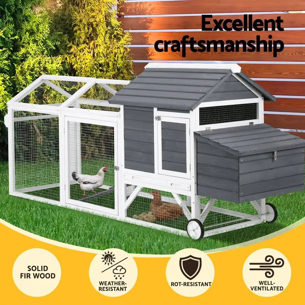 i.Pet Chicken Coop Rabbit Hutch Extra Large Wooden Run Bunny Cage House Outdoor - Pet Care > Coops & Hutches > Small