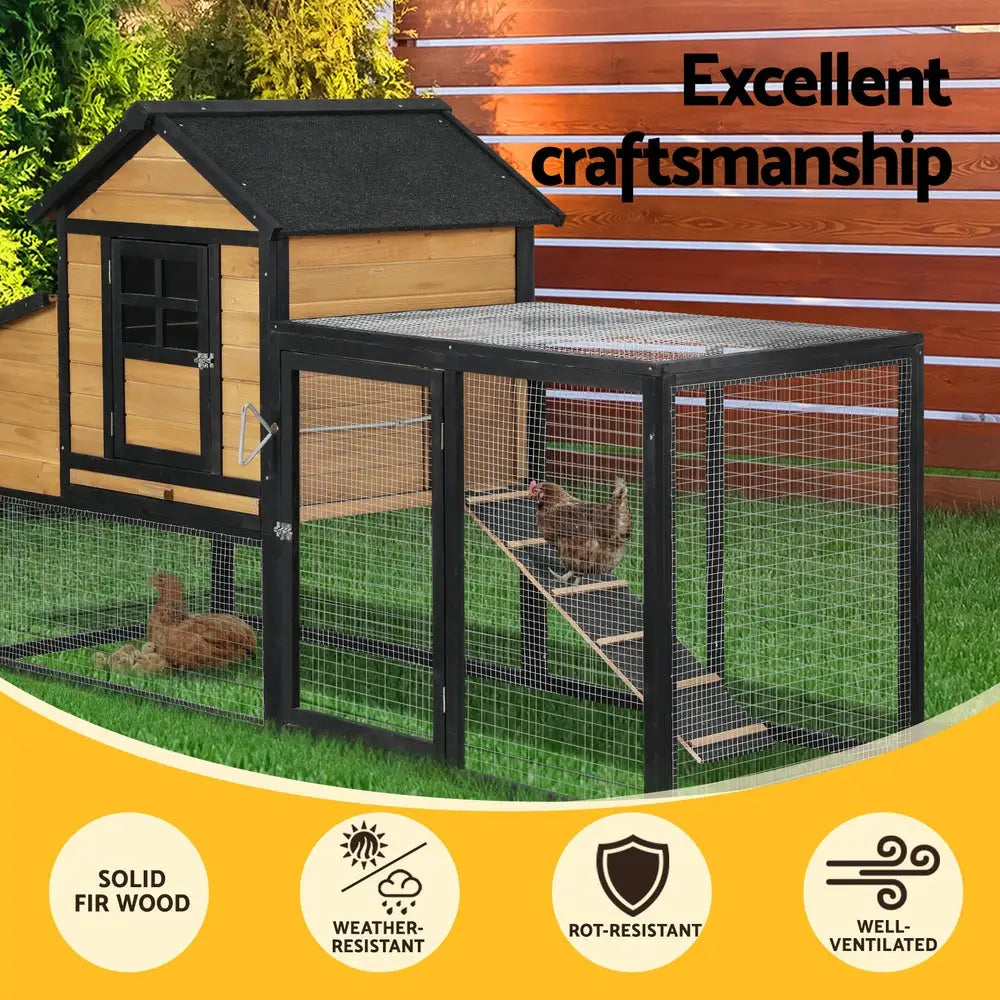 i.Pet Chicken Coop Rabbit Hutch Extra Large Wooden Run Cage Bunny House Outdoor - Pet Care > Coops & Hutches > Small