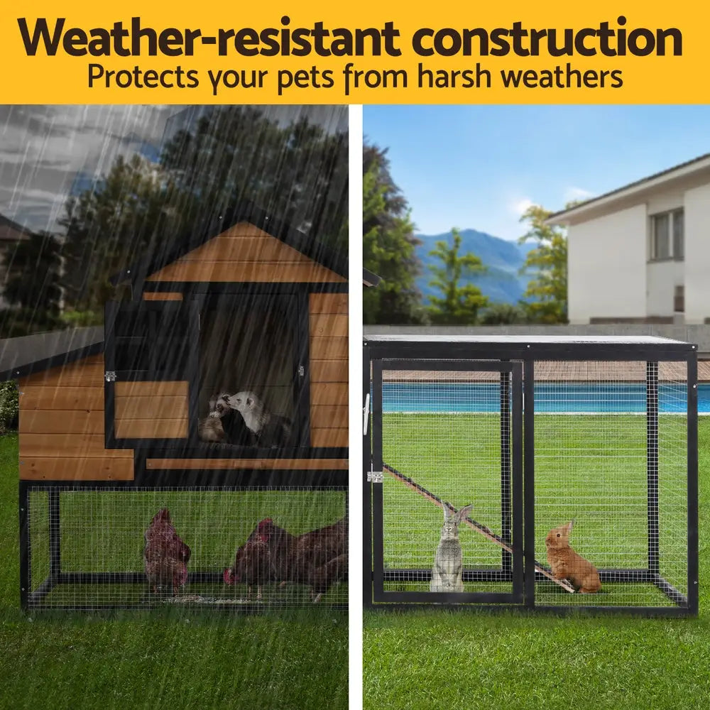 i.Pet Chicken Coop Rabbit Hutch Extra Large Wooden Run Cage Bunny House Outdoor - Pet Care > Coops & Hutches > Small