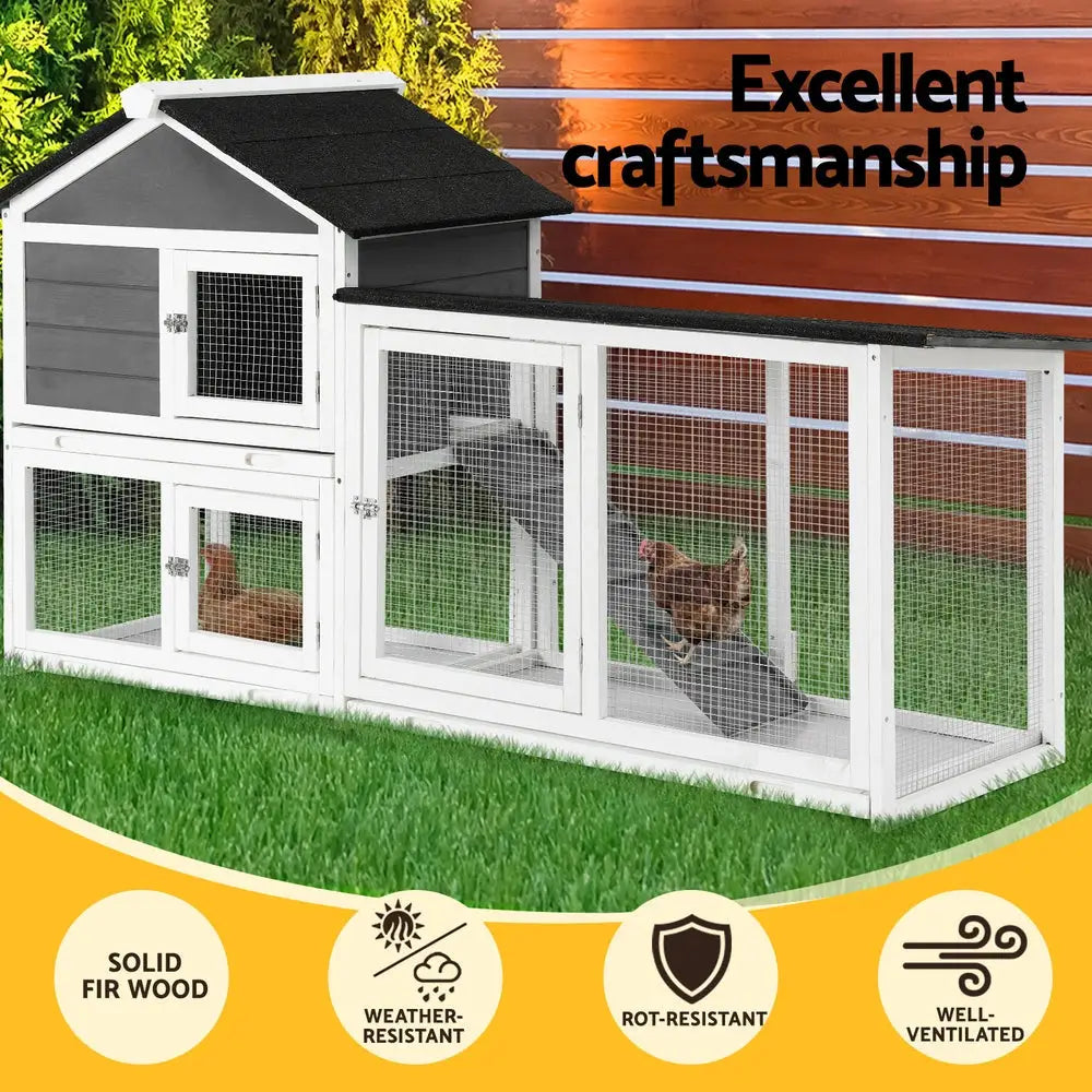 i.Pet Chicken Coop Rabbit Hutch Extra Large Wooden Run Cage House With Run Cage - Pet Care > Coops & Hutches > Small