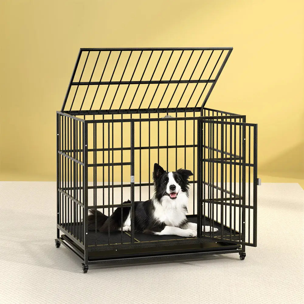 i.Pet Dog Cage Crate Large Puppy Cat Anti-Bite Pet Kennel Wheels w/Tray Metal - Pet Care > Coops & Hutches > Small