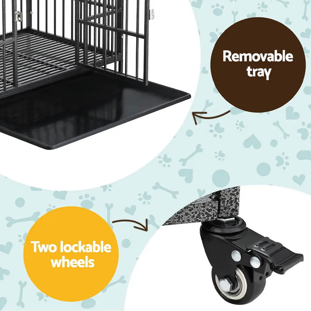 i.Pet Dog Cage Crate Large Puppy Cat Anti-Bite Pet Kennel Wheels w/Tray Metal - Pet Care > Coops & Hutches > Small