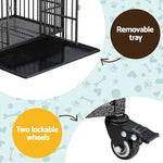 i.Pet Dog Cage Crate Large Puppy Cat Anti-Bite Pet Kennel Wheels w/Tray Metal - Pet Care > Coops & Hutches > Small