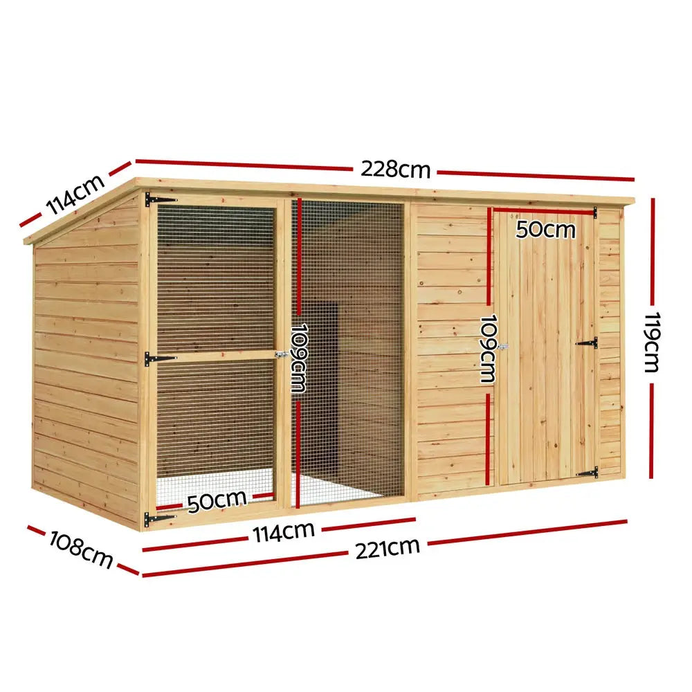 i.Pet Dog Kennel Extra Large 2.28M Wooden House Bed Outdoor Pet Puppy Cabin Log - Pet Care > Dog Supplies > Dog Kennels