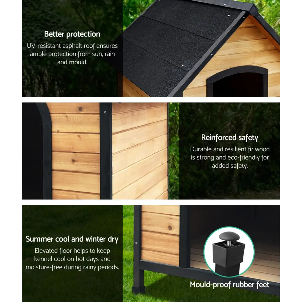 i.Pet Dog Kennel Extra Large Wooden Outdoor House Pet Puppy House XL Crate Cabin Waterproof - Pet Care > Dog Supplies >