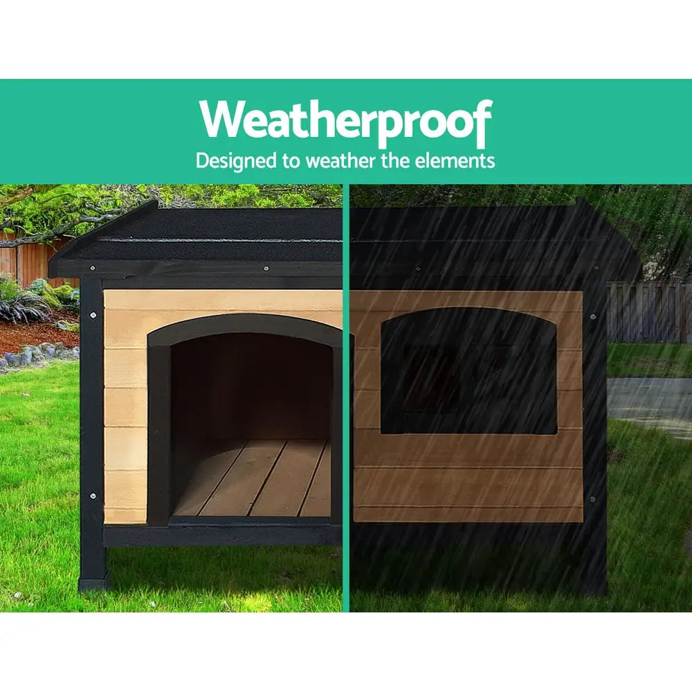 i.Pet Dog Kennel Extra Large Wooden Outdoor Indoor Puppy Pet House Cabin Crate Weatherproof - Pet Care > Dog Supplies >