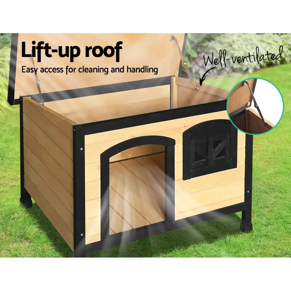 i.Pet Dog Kennel Extra Large Wooden Outdoor Indoor Puppy Pet House Cabin Crate Weatherproof - Pet Care > Dog Supplies >