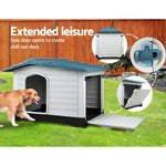 i.Pet Dog Kennel House Extra Large Outdoor Plastic Puppy Pet Cabin Shelter XL Blue - Pet Care > Dog Supplies > Dog