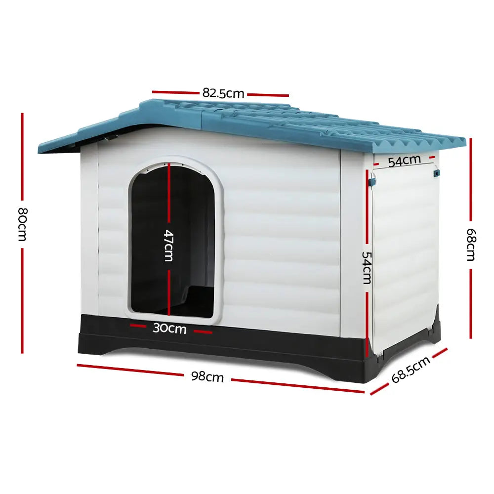 i.Pet Dog Kennel House Extra Large Outdoor Plastic Puppy Pet Cabin Shelter XL Blue - Pet Care > Dog Supplies > Dog