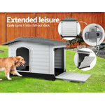 i.Pet Dog Kennel House Extra Large Outdoor Plastic Puppy Pet Cabin Shelter XL Grey - Pet Care > Dog Supplies > Dog