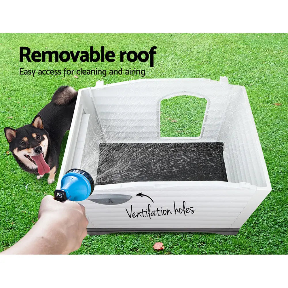 i.Pet Dog Kennel House Extra Large Outdoor Plastic Puppy Pet Cabin Shelter XL Grey - Pet Care > Dog Supplies > Dog