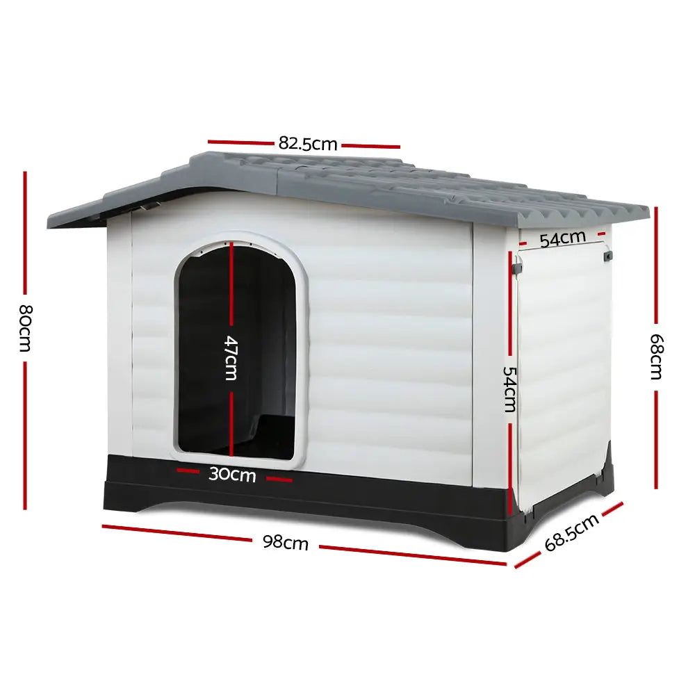 i.Pet Dog Kennel House Extra Large Outdoor Plastic Puppy Pet Cabin Shelter XL Grey - Pet Care > Dog Supplies > Dog