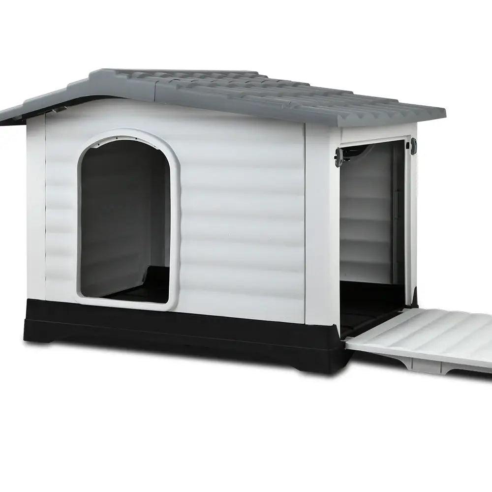 i.Pet Dog Kennel House Extra Large Outdoor Plastic Puppy Pet Cabin Shelter XL Grey - Pet Care > Dog Supplies > Dog