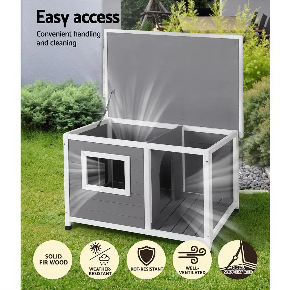 i.Pet Dog Kennel House Large Wooden Outdoor Pet Kennels Indoor Puppy Cabin Log - Pet Care > Dog Supplies > Dog Kennels