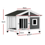 i.Pet Dog Kennel House Large Wooden Outdoor Pet Kennels Indoor Puppy Cabin Home - Pet Care > Dog Supplies > Dog Kennels