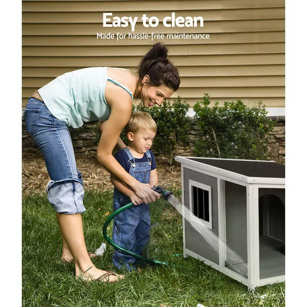 i.Pet Dog Kennel House Large Wooden Outdoor Pet Kennels Indoor Puppy Cabin Log - Pet Care > Dog Supplies > Dog Kennels