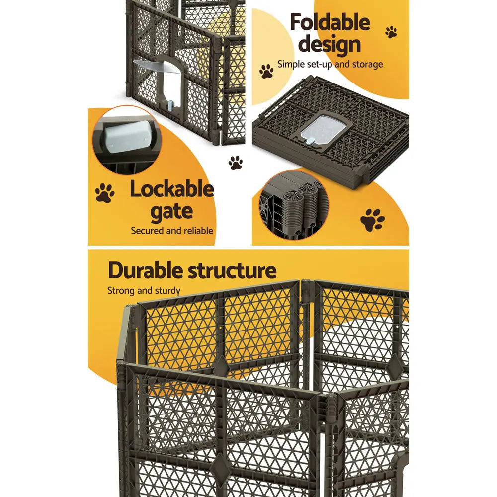 i.Pet Dog Playpen Enclosure 6 Panel Pet Fence Plastic Play Pen - Pet Care > Dog Supplies > Dog Playpens & Gates