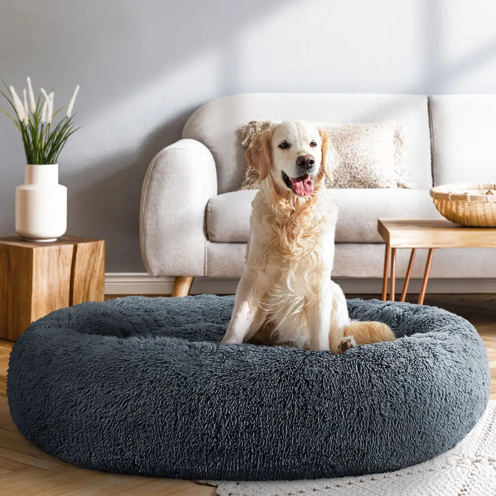 i.Pet Pet Bed Dog Cat 110cm Calming Extra Large Soft Plush Dark Grey - Pet Care > Dog Supplies > Dog Beds