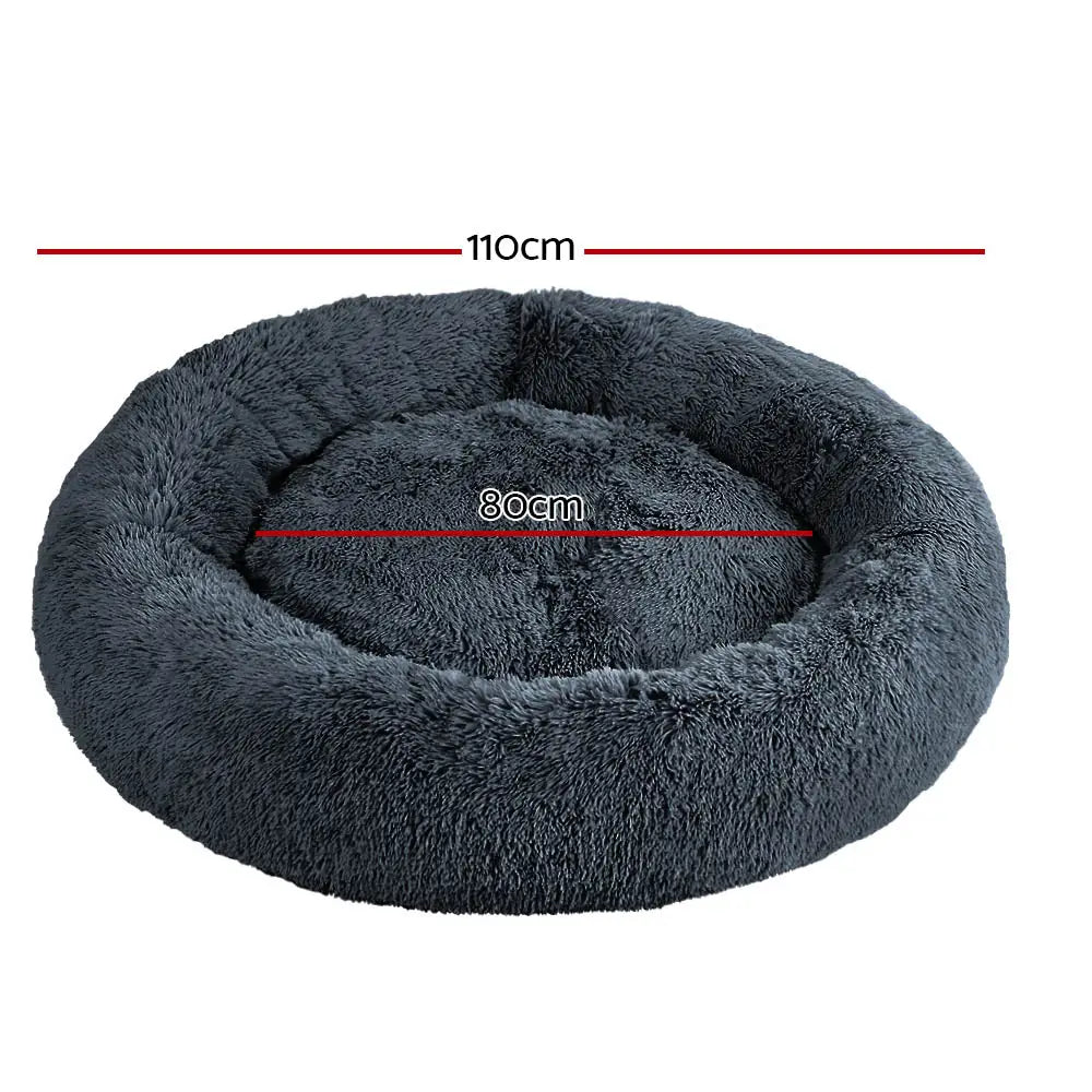 i.Pet Pet Bed Dog Cat 110cm Calming Extra Large Soft Plush Dark Grey - Pet Care > Dog Supplies > Dog Beds