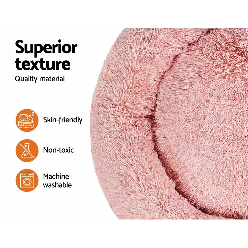 i.Pet Pet Bed Dog Cat 110cm Calming Extra Large Soft Plush Pink - Pet Care > Dog Supplies > Dog Beds