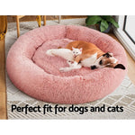 i.Pet Pet Bed Dog Cat 110cm Calming Extra Large Soft Plush Pink - Pet Care > Dog Supplies > Dog Beds