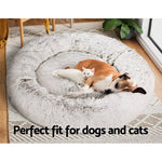 i.Pet Pet Bed Dog Cat 110cm Calming Extra Large Soft Plush White Brown - Pet Care > Dog Supplies > Dog Beds