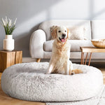 i.Pet Pet Bed Dog Cat 110cm Calming Extra Large Soft Plush White Brown - Pet Care > Dog Supplies > Dog Beds