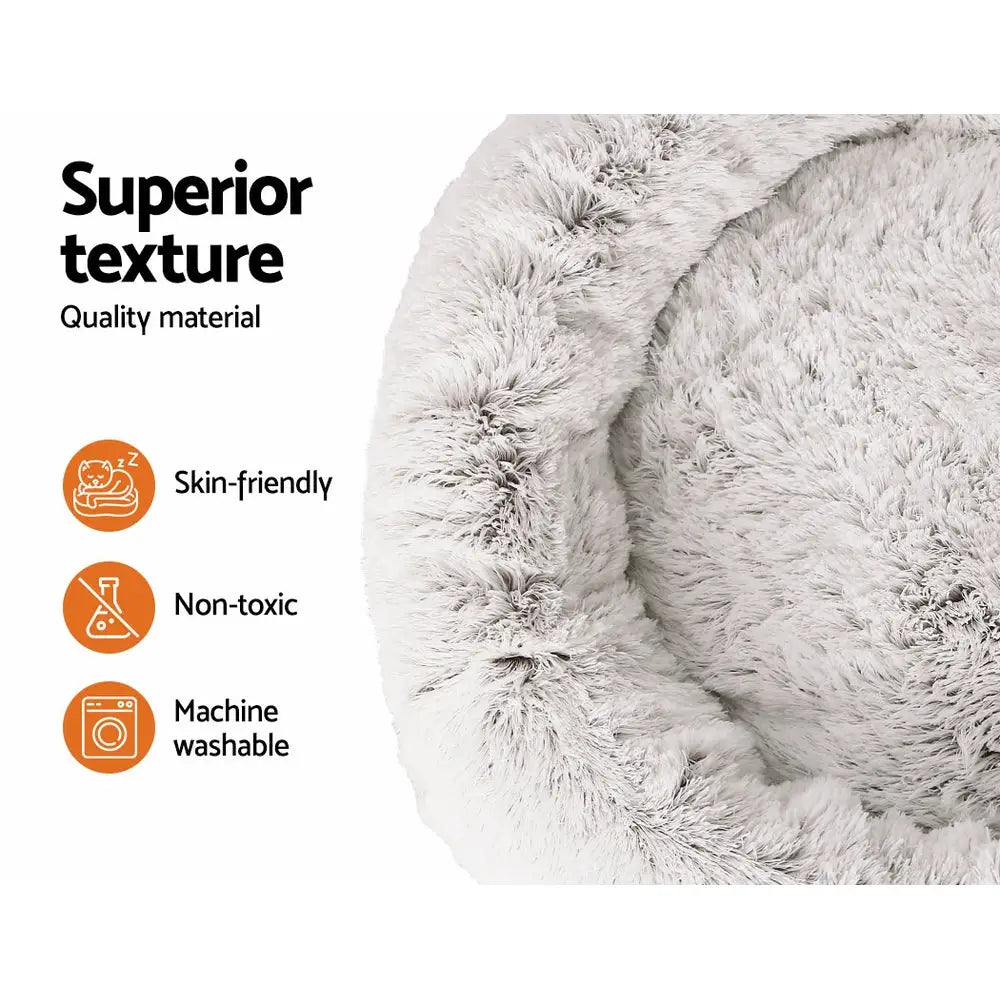 i.Pet Pet Bed Dog Cat 110cm Calming Extra Large Soft Plush White Brown - Pet Care > Dog Supplies > Dog Beds
